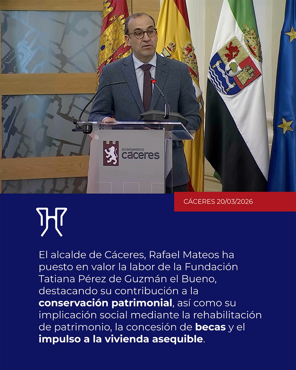 ✨ Hoy celebramos un reconocimiento muy especial: el Grupo de Ciudades Patrimonio ha otorgado en Cáceres su Premio Patrimonio a la Fundación Tatiana Pérez de Guzmán el Bueno.✨

@fundaciontatiana

#ciudadespatrimonio #premiopatrimonio
