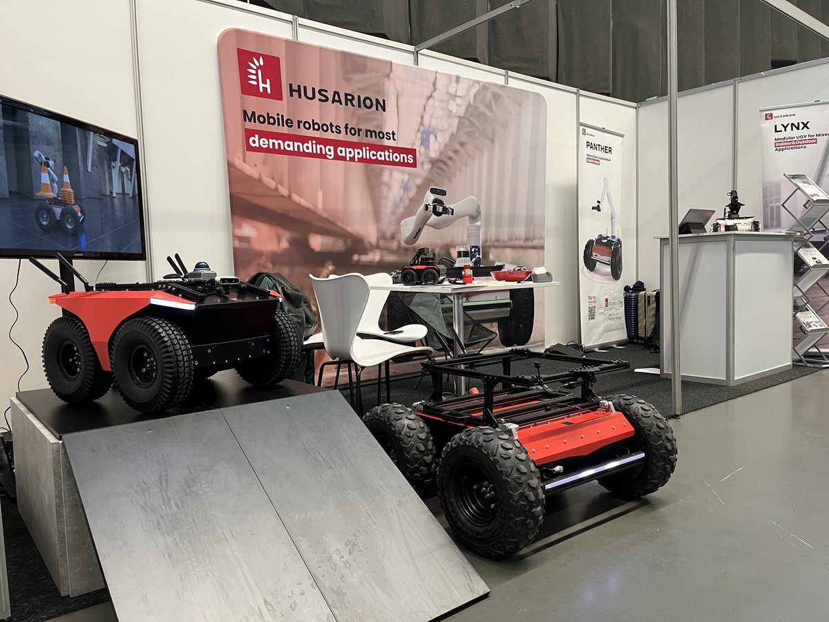 husarion's tweet photo. ERF 2026 is underway, and we’re here in Stavanger, Norway until March 27. Visit Husarion at booths 116 & 117 to see Panther, Lynx, and the ROSbot family up close. Stop by to talk about autonomous systems, mobile robot applications, and ROS-based deployments. 
#ERF2026 #ROS2 #UGV #MobileRobots