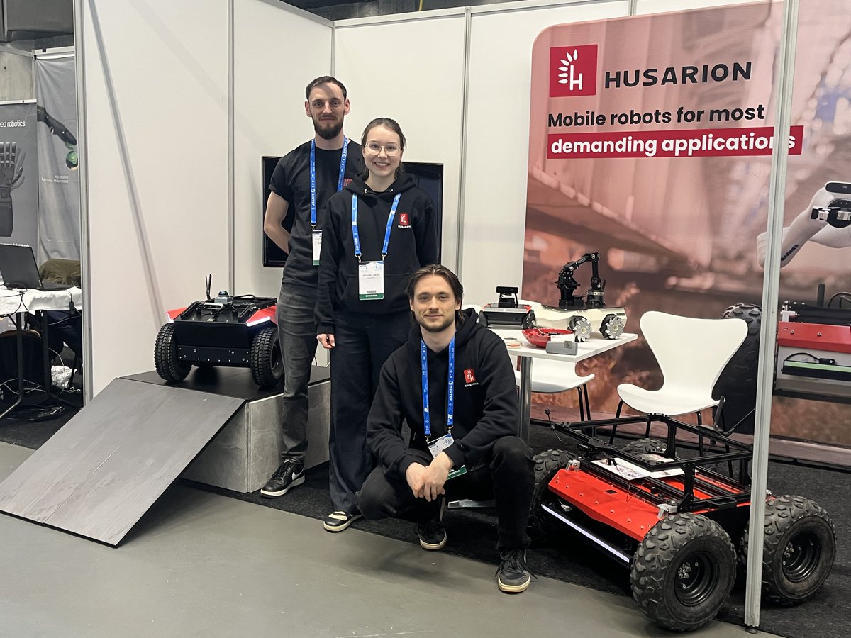 husarion's tweet photo. ERF 2026 is underway, and we’re here in Stavanger, Norway until March 27. Visit Husarion at booths 116 & 117 to see Panther, Lynx, and the ROSbot family up close. Stop by to talk about autonomous systems, mobile robot applications, and ROS-based deployments. 
#ERF2026 #ROS2 #UGV #MobileRobots