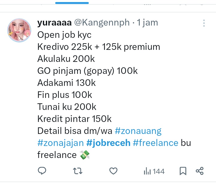 A, open job receh tweet media