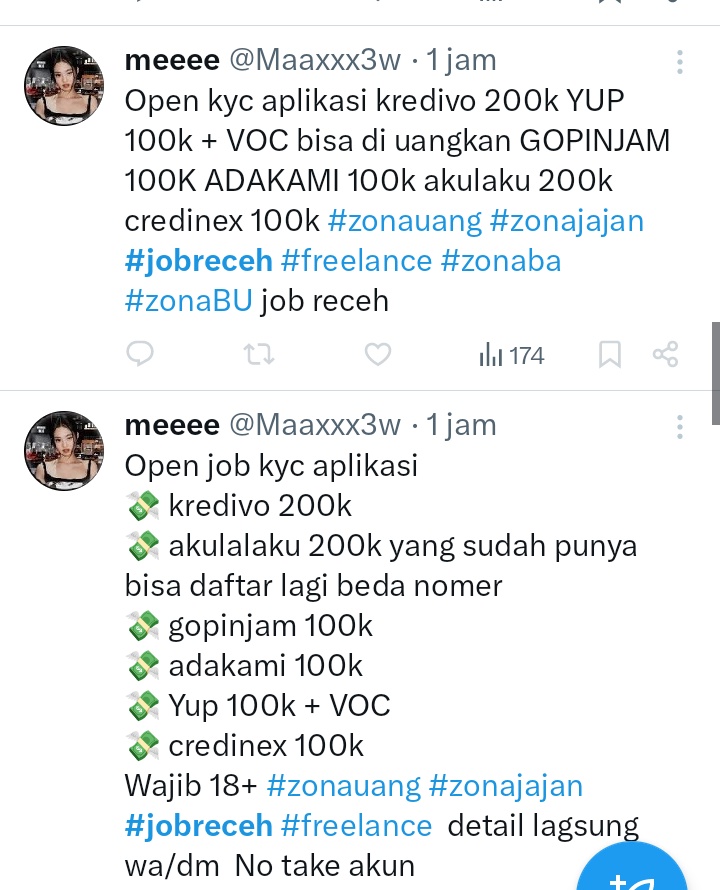 A, open job receh tweet media
