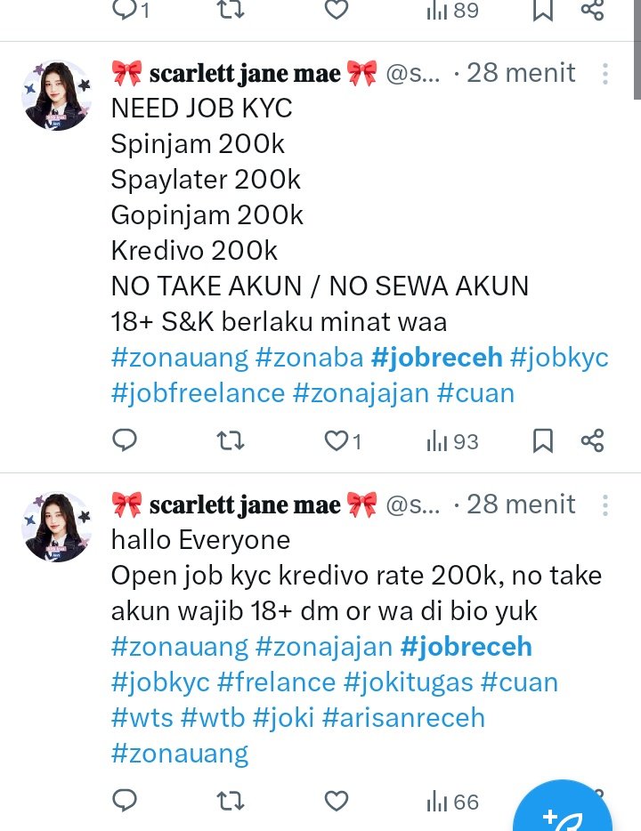 A, open job receh tweet media