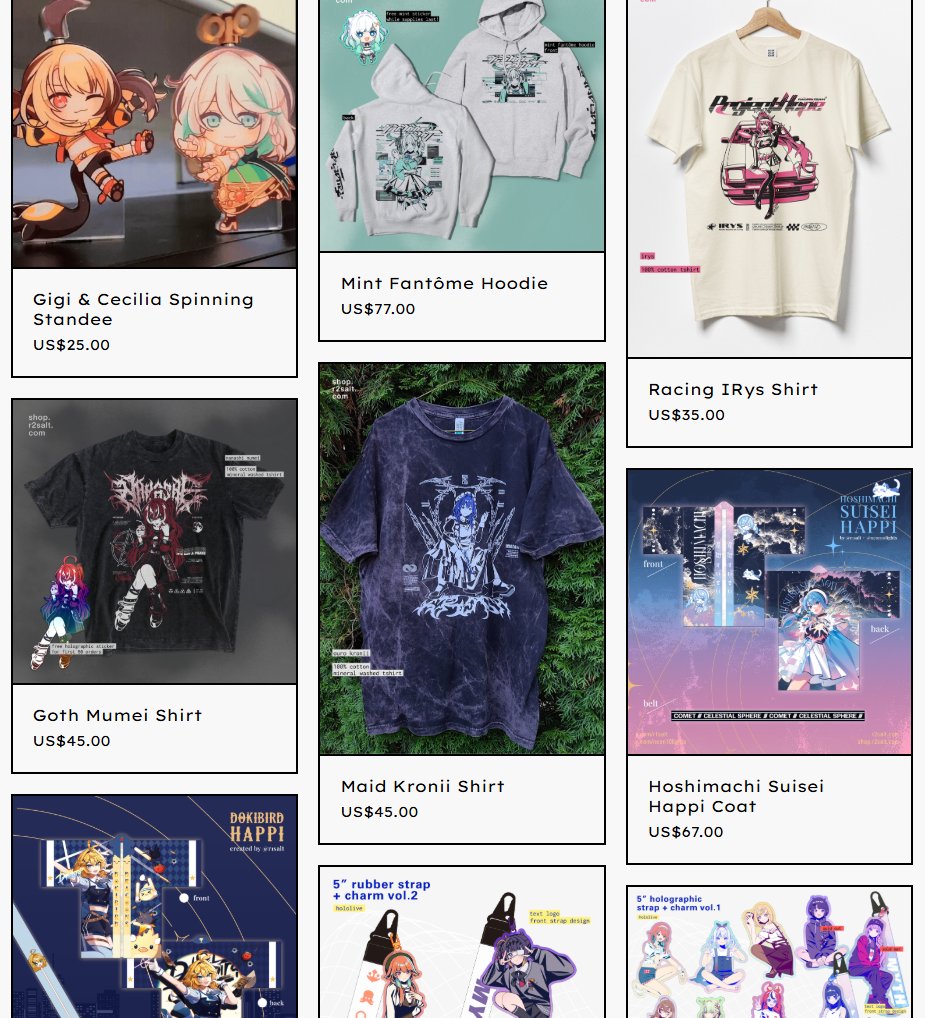 somehow some people already bought stuff but my shop is officially reopened🥳

almost everything is available again, including the mint hoodie, goth mumei shirt, and suisei happi. there's also some new stuff so go check it out!! 

🔗in replies