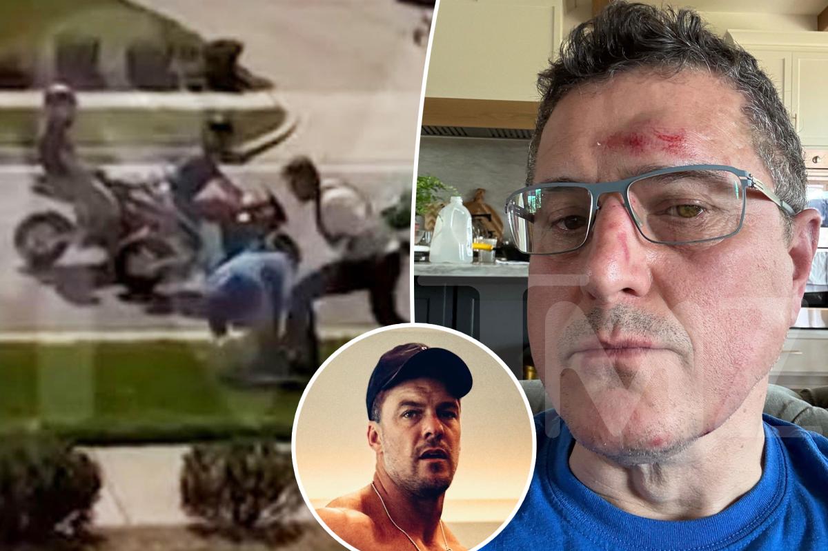 PageSix's tweet image. Watch ‘Reacher’ star Alan Ritchson repeatedly punch neighbor during wild scuffle in street trib.al/TIYKC3y