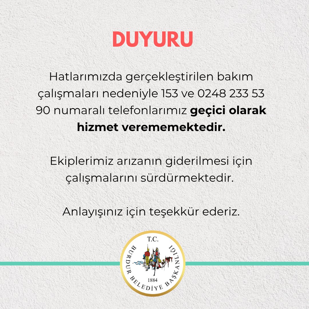 T.C. BURDUR BELEDİYESİ tweet media