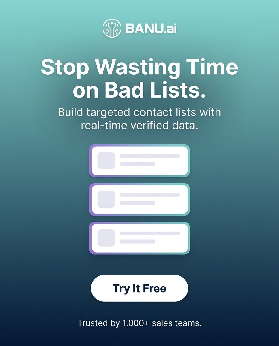 builtforbrokers's tweet photo. Bad lists waste time. Good data drives the pipeline.
Try it FREE.

#BanuAI #LeadGen #SalesTools https://t.co/h5tgKlZnb4