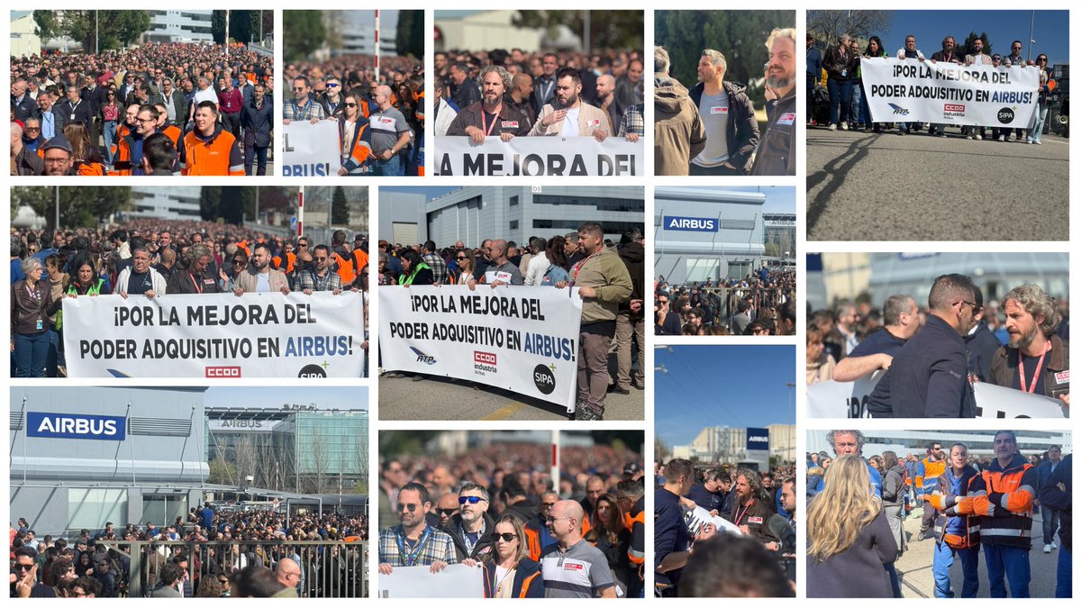 Movilización en Airbus ante el bloqueo salarial.
La plantilla se ha concentrado este lunes 23 de marzo en todas las plantas de España para exigir una subida justa y defender su poder adquisitivo.

Unidad y presión para desbloquear la negociación.
bit.ly/4uJtTao