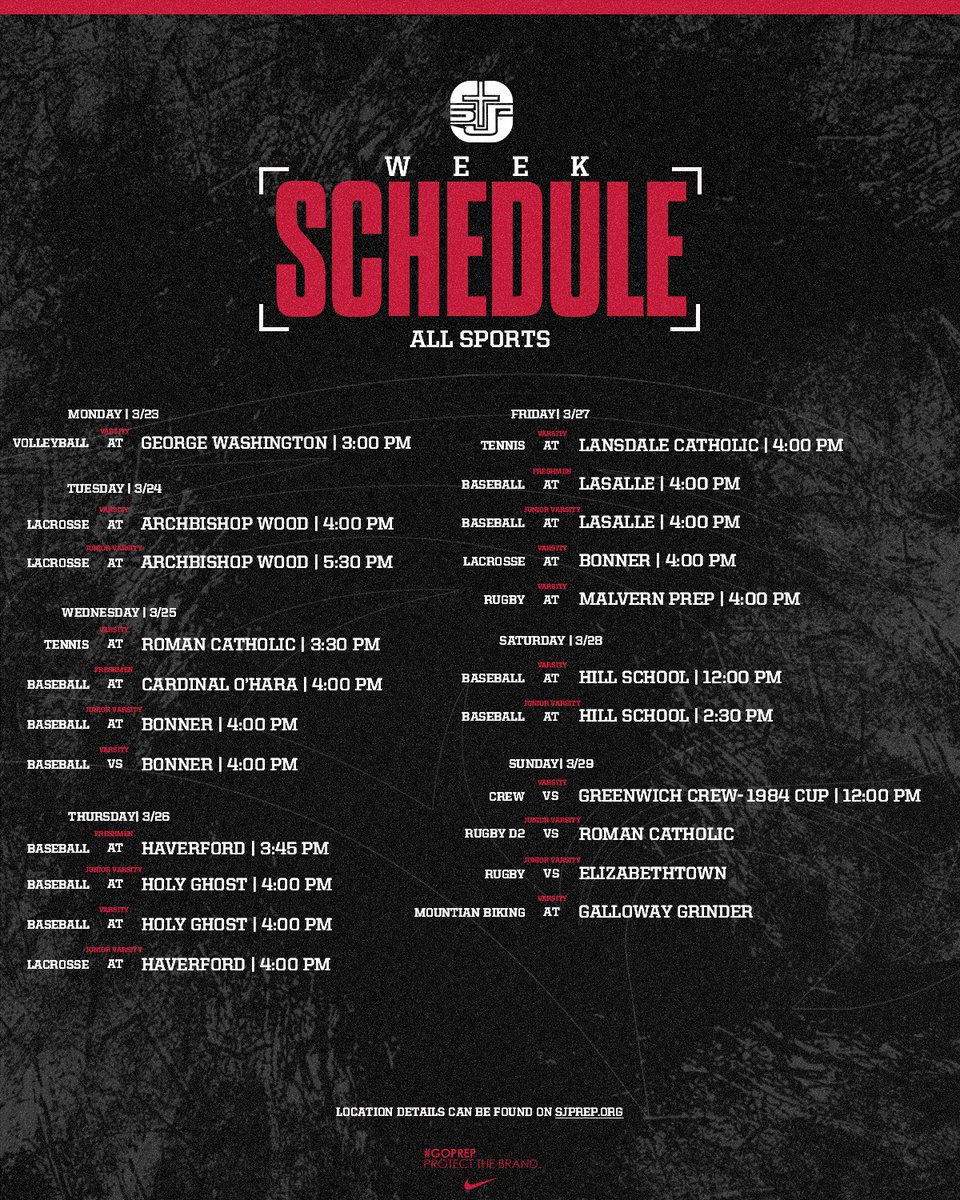 SJPrep_Sports's tweet image. This Week's Games (3/23-3/29) in Prep Athletics!

Come out to support the SJP Hawks!! #GoPrep