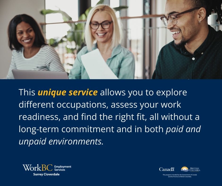 Looking to re-enter the workforce or just starting out? WorkBC work experience placements — paid &amp; unpaid — help you explore careers, assess readiness &amp; ease into work without long-term commitment. 

Visit our WorkBC Centre to learn more!