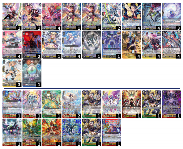 skd797's tweet photo. Bcs manchester P 4th (shock) 
Rd1 overlord✅
Rd2 neo nectar❌
Rd3 deletor messiah✅
Rd4 royal paladin✅
Rd5 pale moon✅
Rd6 valkerion✅
Rd7 angel feather✅
T16 riviere✅
T8 crest luard✅
T4 gold paladin❌
3rd/4th mythcolony❌
#VGTopDecks https://t.co/z8ZLVSEdVv