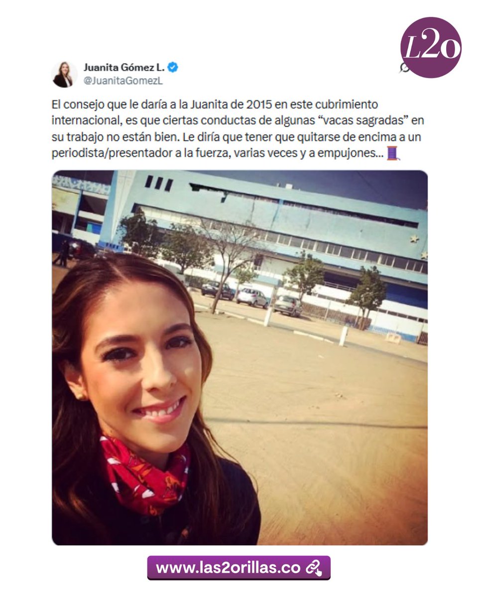 Las2Orillas's tweet photo. 📺 La periodista Juanita Gómez denunció que en 2015 fue víctima de acoso por parte de un presentador en Caracol.

Afirmó que tuvo que “quitarse de encima a un periodista a la fuerza” y que evitar un beso “en un ascensor no es normal”. 

⚖️ Señaló que el miedo y la falta de respaldo frenaron la denuncia en su momento. “Somos muchas… No más miedo”, concluyó 🧾

¿Qué emoción le genera esta polémica? Lo leemos.

Más noticias en https://t.co/DTzvnmT2bR
.
.
.
#Caracol #JuanitaGómez #MeToo #Las2orillas