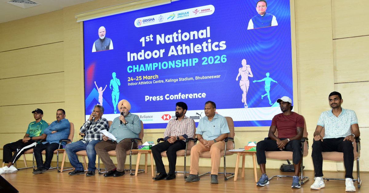 JuggernautsSF's tweet photo. The first-ever National Indoor Athletics Championships begins tomorrow at Kalinga Stadium, Bhubaneswar, marking a fresh chapter for Indian athletics. 
#SportsOdisha #OdishaForSports https://t.co/K27cuDBILi
