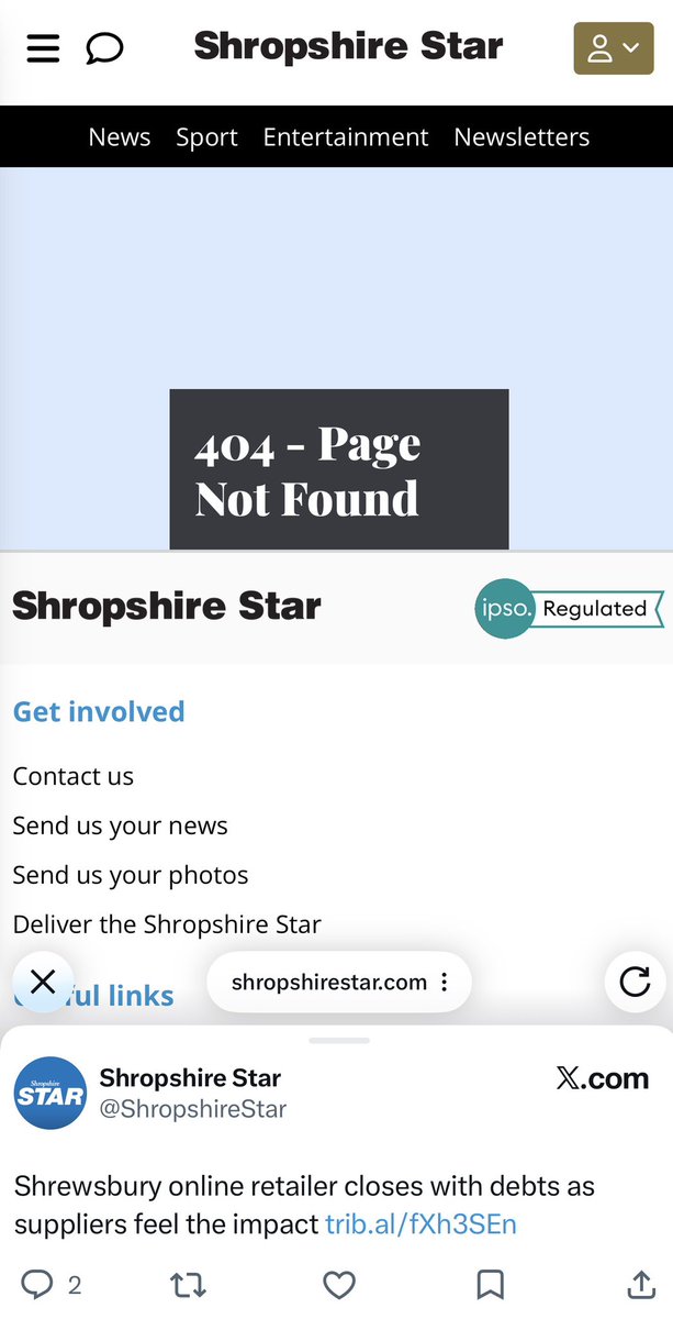 CarlMitch007's tweet photo. @ShropshireStar Page not found https://t.co/XmaeknIHvF