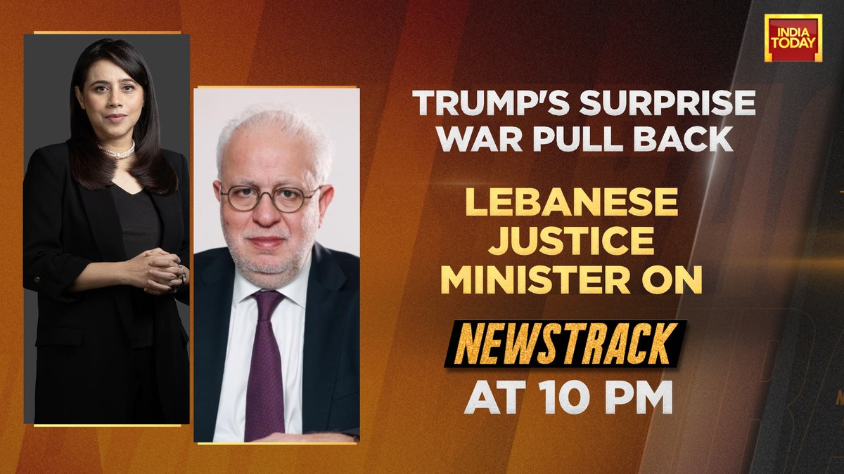 IndiaToday's tweet image. Trump's surprise war pull back

Watch Lebanese Justice Minister on #Newstrack with @maryashakil @ 10 PM. Stay tuned!

#Promo