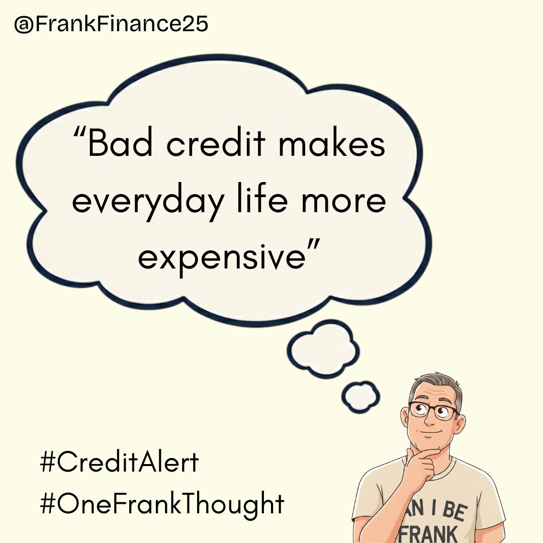 FrankFinance25's tweet image. Bad credit isn’t just a number—it can make everything from loans to rent cost more 💸📉. 
Take control now and save yourself money in the long run!

#frankfinance25 #CreditAlert #OneFrankThought