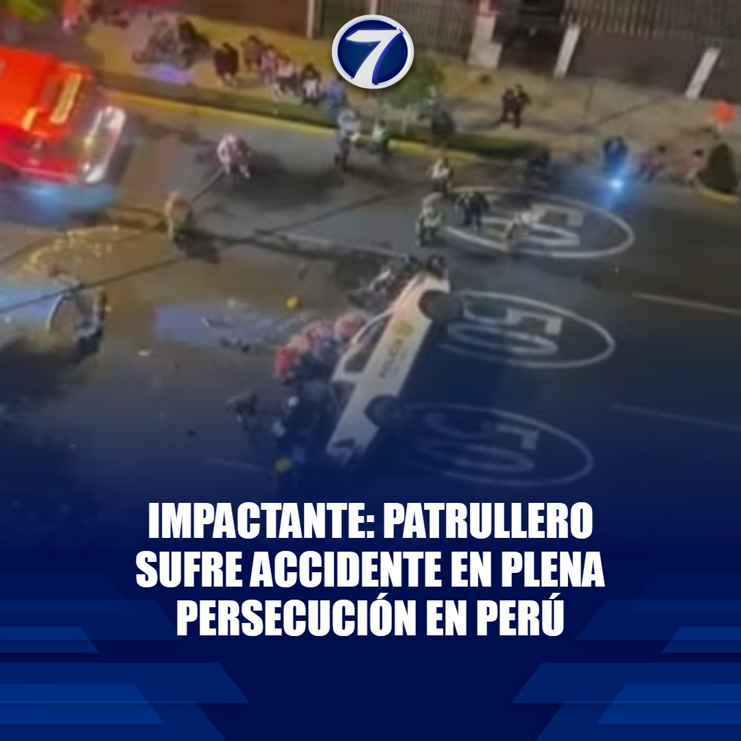 Noti7Guatemala's tweet image. Fuerte #choque en #Lince: Patrullero de la PNP da vueltas de campana 😨➡ bit.ly/3Nwze4d