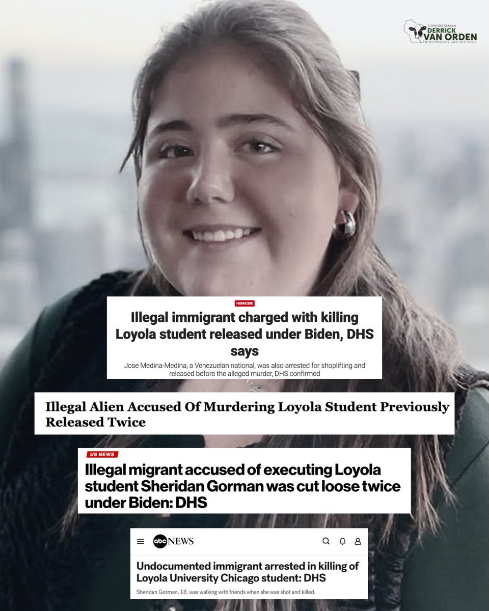 18-year-old Sheridan Gorman should still be alive today. Instead, her  family is grieving because of a preventable tragedy driven by Biden  administration's open border and catch-and-release policies. Americans are  the ones forced