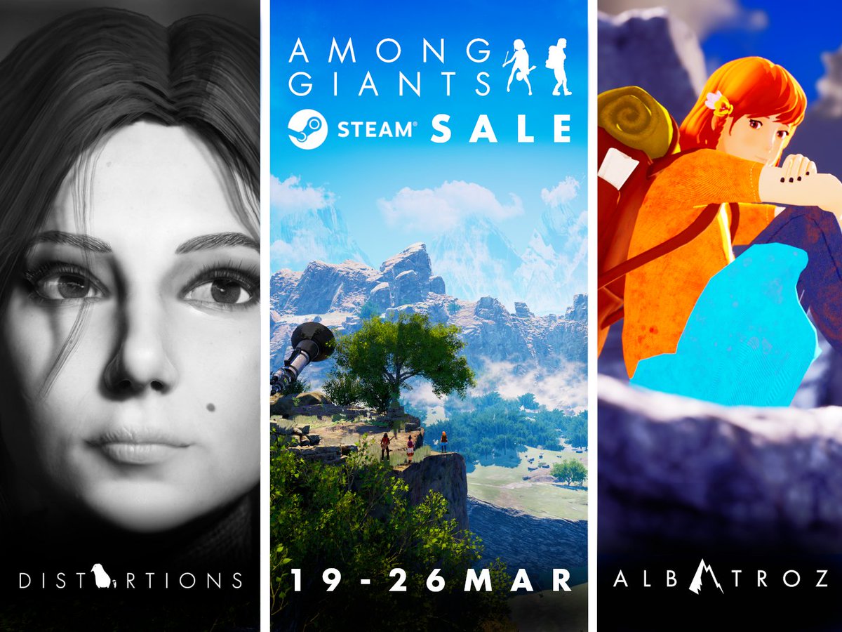 Among_Giants_'s tweet photo. Tales of giants and high peaks: where memories and mountains meet. 
The Among Giants sale is on! Explore our worlds with special discounts during the Steam Spring Sale.

📅 MAR 19 – 26
🔗 Distortions
https://t.co/LlgjlwOGe4

🔗 Albatroz
https://t.co/i84WqDdQ7p https://t.co/haqG6n7jV3