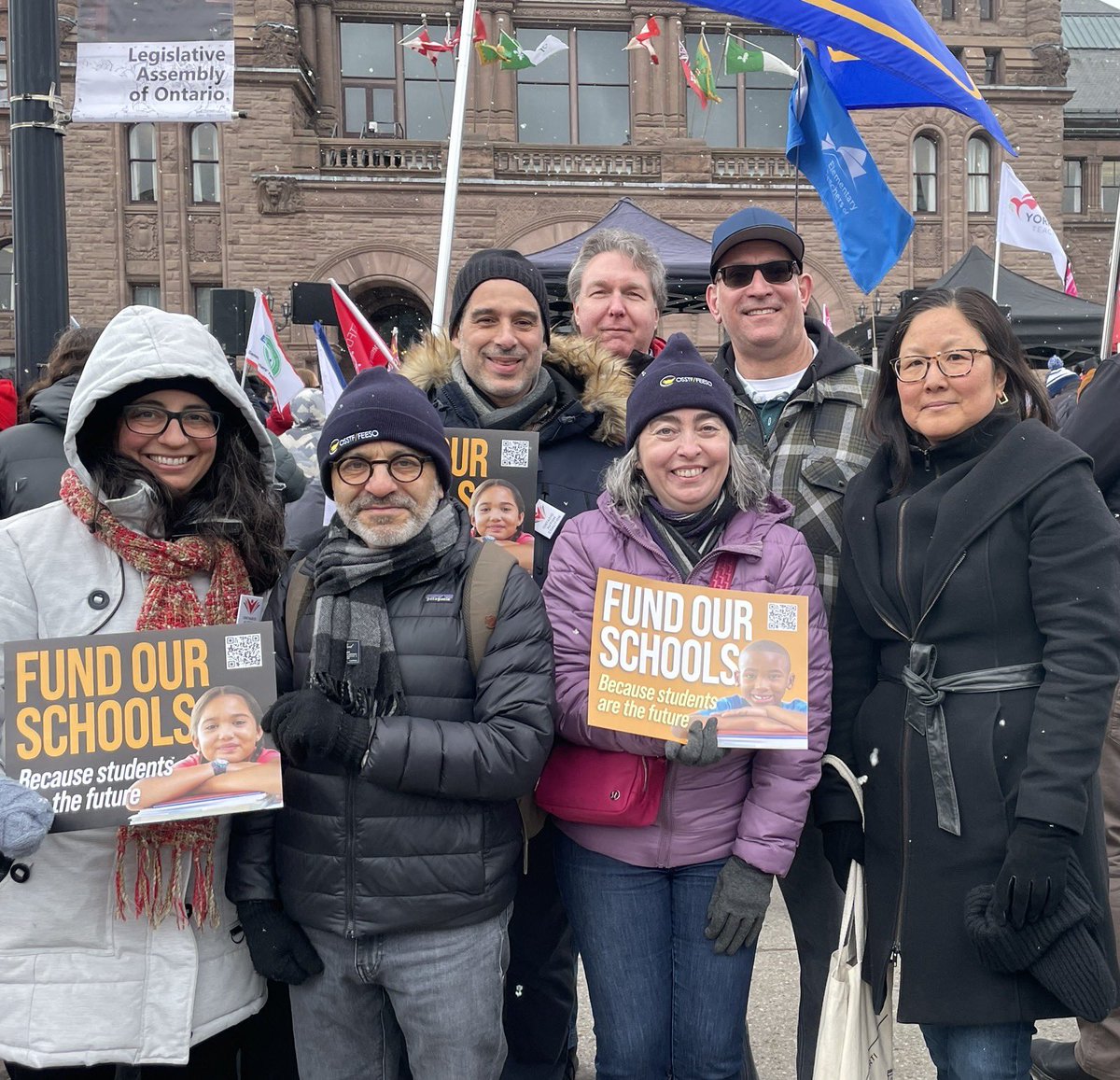 OSSTFtoronto's tweet photo. OSSTF Toronto is gathering with education workers, parents and community members at Queen’s Park in support of public education. Fighting for the future of Ontario. #osstf #onpoli https://t.co/jpa9eBFGm1