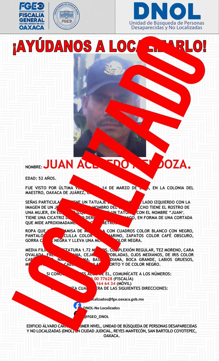 Unidad de Búsqueda de Personas No Localizadas tweet media