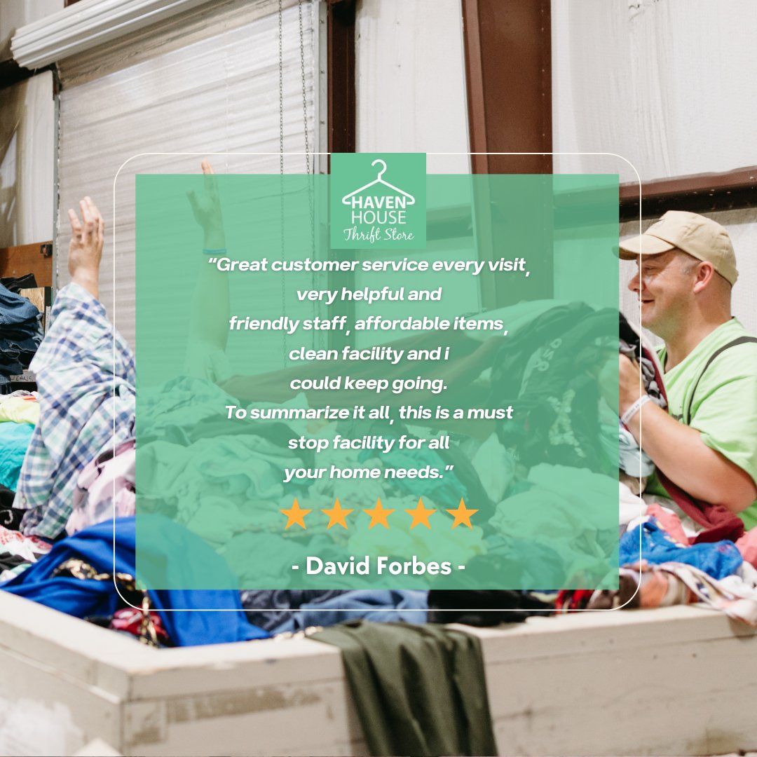 HHthriftstores's tweet photo. Thanks, David! 😊 Friendly help, clean store, and amazing deals make us a must-stop for home finds! 🛍️✨🏠 

#HavenHouseThriftStore #SantaRosaFL #Fyp #Trendingnow #Exploremore https://t.co/tfIY35NuQ0
