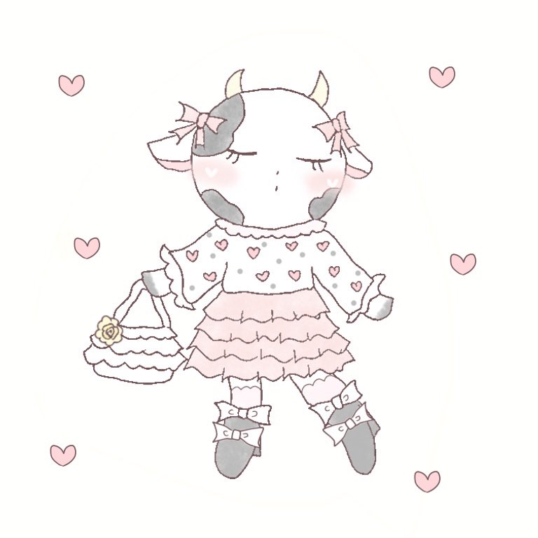 maryy0722's tweet photo. ハートのセーターとフリフリのキュロット！🎀🫧
モデル……（ミルクちゃん🐮)

 #ゆるいイラスト  #イラスト https://t.co/J2XRHl3cLv