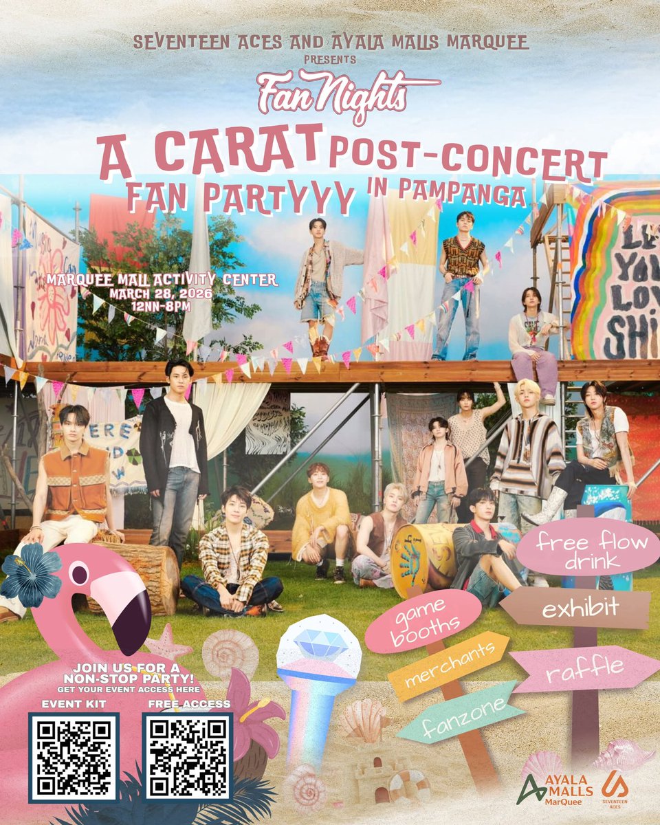 seventeen_ACEs's tweet photo. Last call! Registration ends tomorrow 🌸 Email confirmation will be sent afterwards ⛱️

Carat Cool-Down: A Carat Post-Concert Fan Gathering in Pampanga
📍 Activity Center, Ayala Malls Marquee Mall
🗓️ March 28, 2026
🕛 12:00 NN – 7:00 PM

Registration at https://t.co/qRZv5JzEnS

Stay tuned and don't hesitate to message us for inquiries!

#CoolDownWithCarats