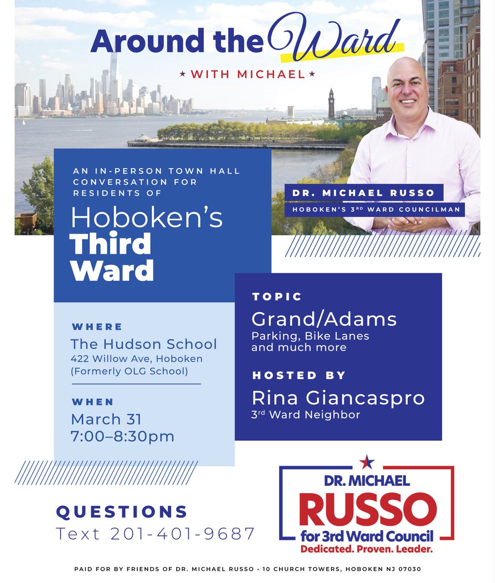 Hoboken’s 3rd Ward Councilman: Dr. Michael Russo tweet media