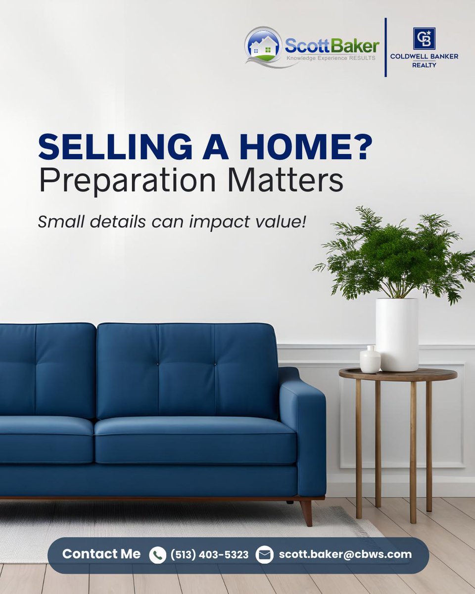 ScottBakerHomes's tweet image. Preparing your home before listing can make a major difference in both buyer interest and final sale price. From small updates to smart staging, the right preparation helps your home stand out in today’s competitive market. ⁣
⁣
#CincinnatiRealEstate #WestChesterOH #LibertyTwpOH