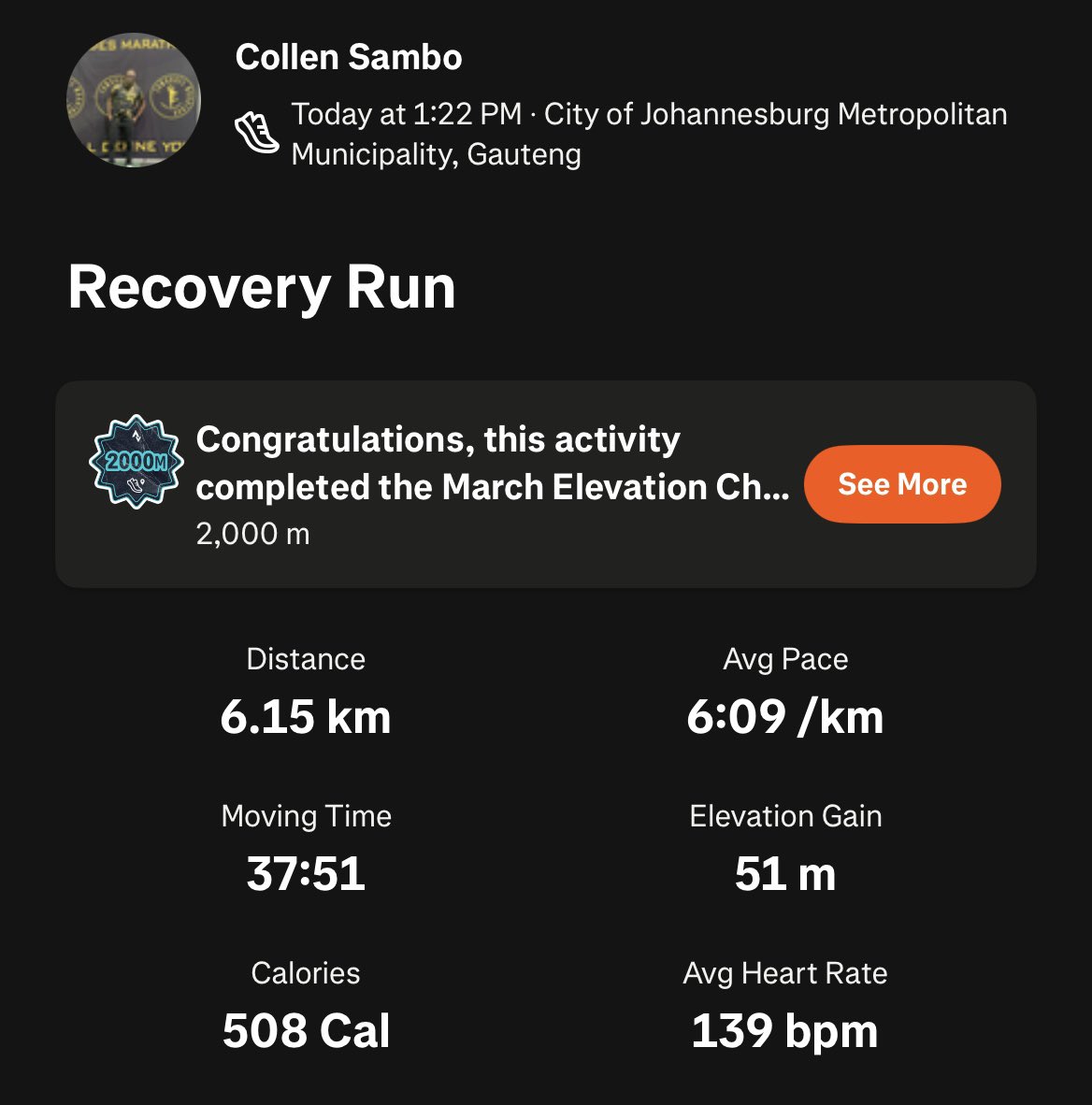 Recovery run delivered even though the pace was faster than the race pace. Just wanted to finish before rain started.