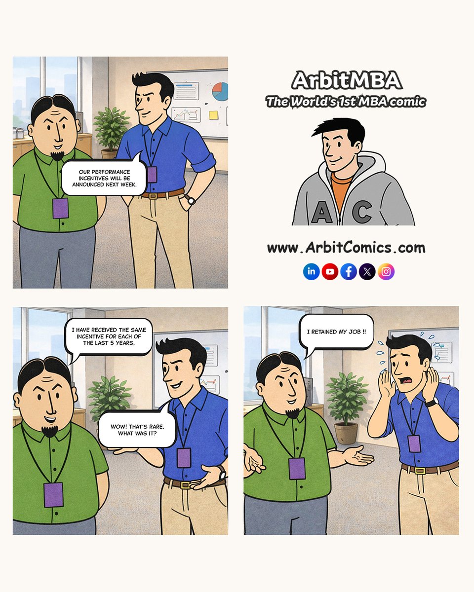 ArbitMBA's tweet image. Corporate generosity in times of crisis!

#ArbitMBA #BusinessHumor #CorporateCulture #BoardroomTruths #OfficeComedy #ArbitComics #AIJobLoss #WestAsiaCrisis