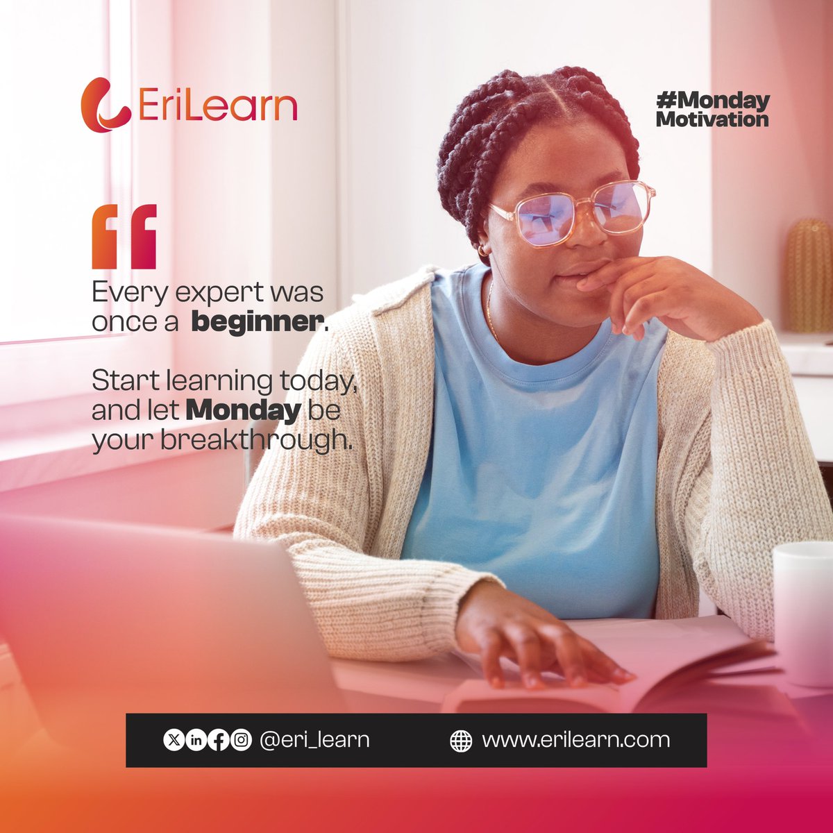Eri_Learn's tweet photo. Every expert was once a beginner.
Start today. Let this Monday be your breakthrough ๐
#MondayMotivation #StartNow #GrowthMindset #EriLearn https://t.co/LF92ItawPR