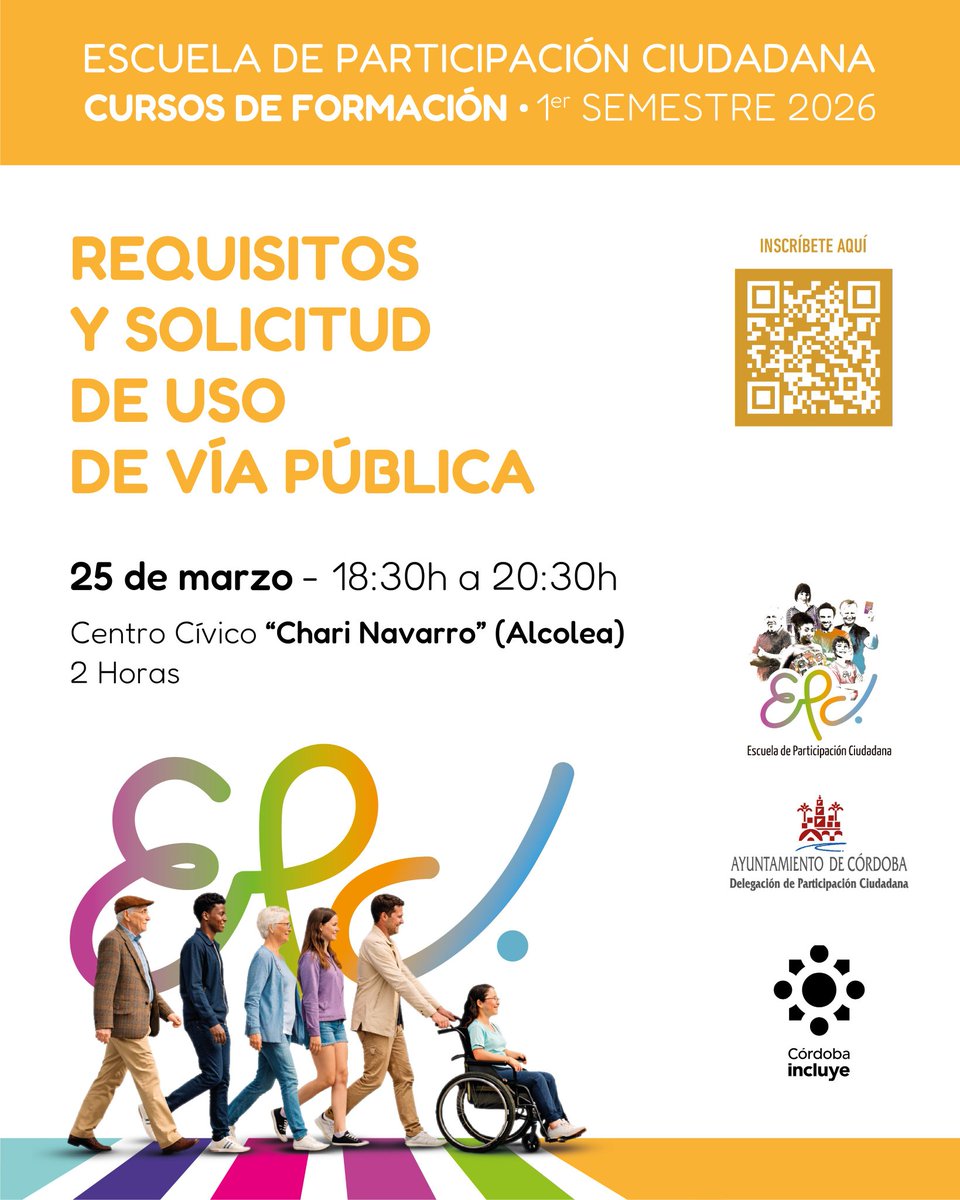 EscuelaParticip's tweet photo. Inscríbete en cualquiera de estas ediciones de la formación "REQUISITOS Y SOLICITUD DE USO DE LA VÍA PÚBLICA", con el fin de conocer las gestiones necesarias para el desarrollo de actividades socioculturales en la vía pública.
https://t.co/nUKGoNCBns…
Organiza @ParticipaCor https://t.co/4ItYWEREBn