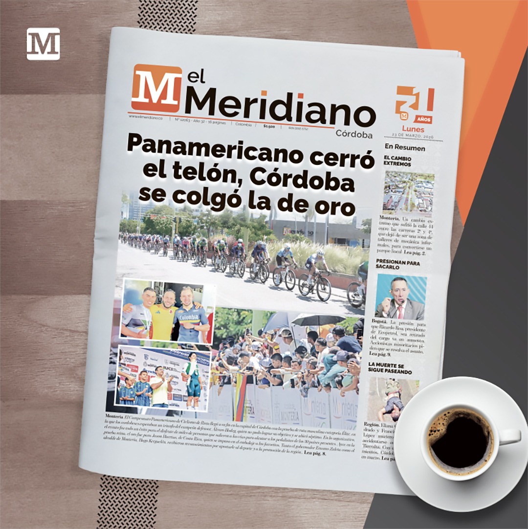 elmeridiano_co's tweet photo. !Feliz Lunes! ☕

Esta es nuestra #PrimeraPágina para hoy en Córdoba.

#ElMeridiano30Años
#ElMeridianoTeUbica
#LaVerdadSinAfán
@fedeciclismocol 
@GobCordoba_ 
@monterialcaldia 
@ErasmoZB 
@kerguelenhugo https://t.co/ALq73ssTqE
