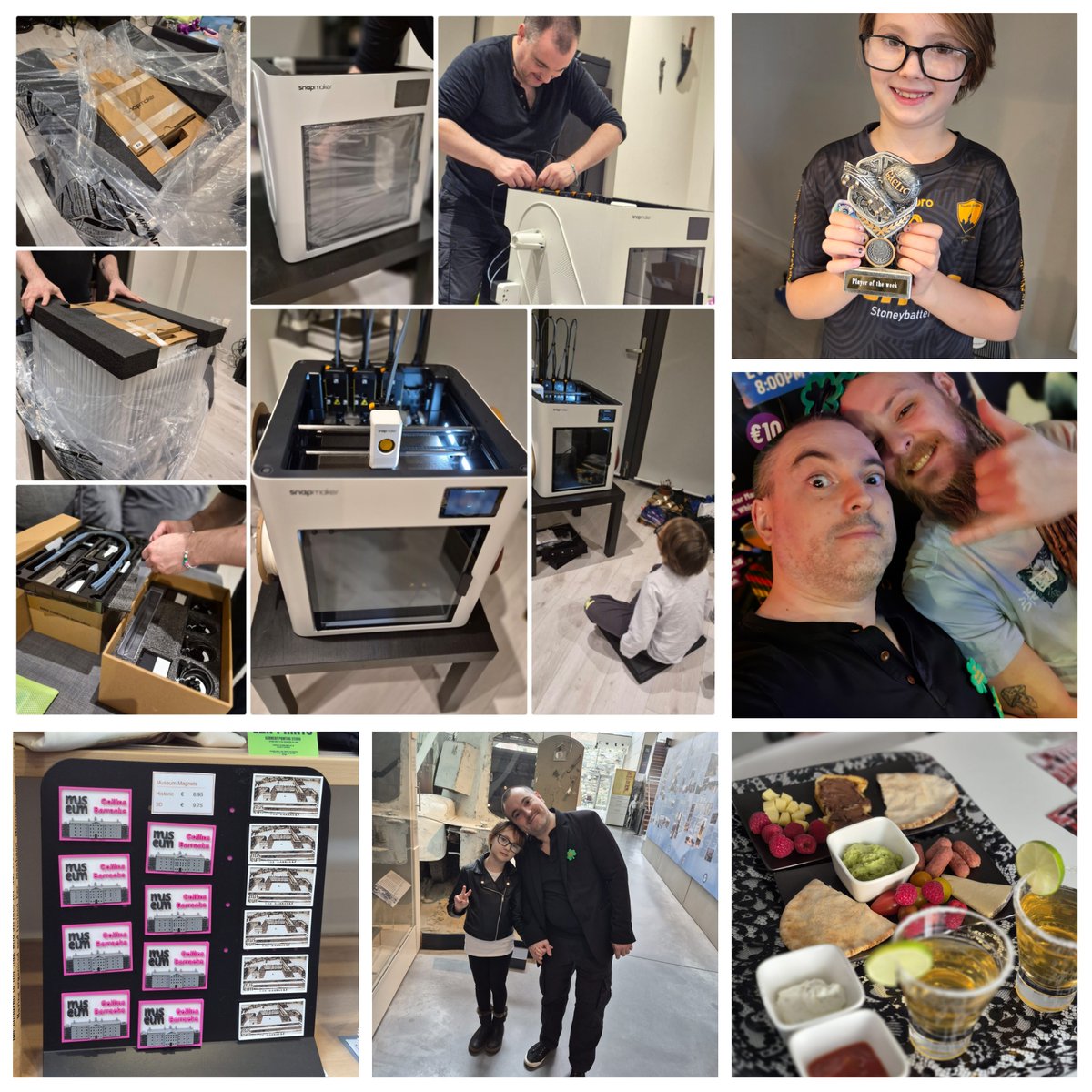 AndysSmartLife's tweet photo. Top of Mind – 23th March
Pictured: A 3rd 3D Printer to add to the business, Anna wins player of the week at GAA, I get to catch up with some great people on St. Patrick's day and getting our products into the Collins Barracks Museum and enjoying some snacks for the week off work. https://t.co/nnOKz4dUiB