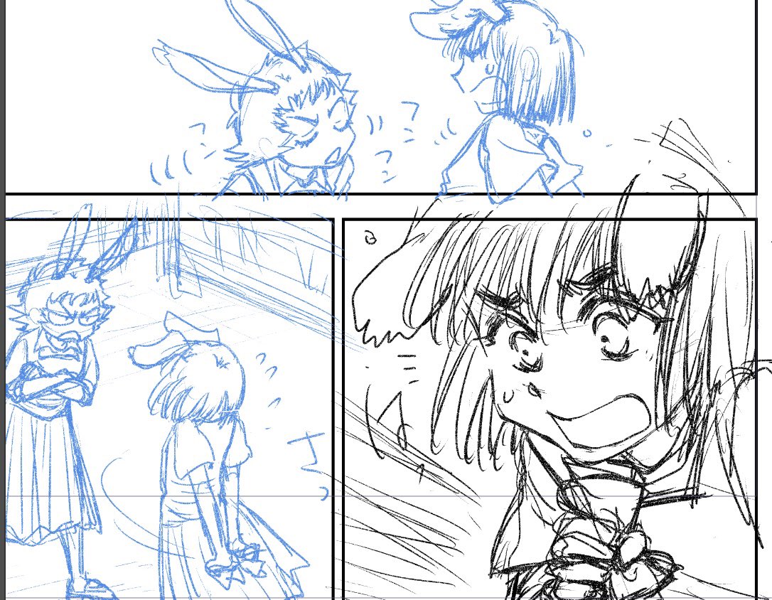 下絵ちゅ。フンフンするうさぎ。
ペン入れの時は鼻描こう、とか思ってる 