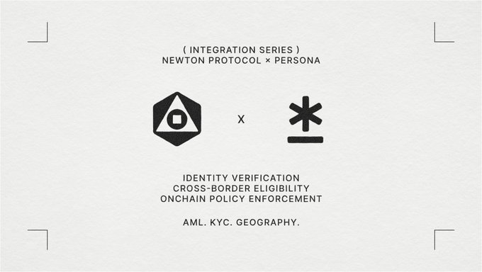 MagicNewton_VN's tweet photo. Newton Protocol tích hợp @withpersona để đưa identity vào thẳng transaction layer

@newton_xyz vừa ra mắt Persona Data Oracle, cho phép đưa các thông tin danh tính đã được xác minh như độ tuổi, quốc tịch, nơi cư trú… vào bước kiểm tra trước khi giao dịch onchain diễn ra.

Thay vì kiểm soát ở UI hoặc xử lý sau khi giao dịch đã hoàn tất, giờ đây các điều kiện compliance có thể được enforce trực tiếp tại smart contract.

Với integration này, dev có thể:
- Chỉ cho phép user từ các khu vực hợp lệ tham gia
- Chặn những jurisdiction bị hạn chế
- Áp dụng yêu cầu về độ tuổi
- Tăng mức kiểm tra với các khu vực rủi ro cao

Các kiểm tra được thực hiện bởi network của Newton và tạo ra một compliance receipt có thể được verify on-chain. Nếu không có attestation hợp lệ, giao dịch sẽ không được thực thi.