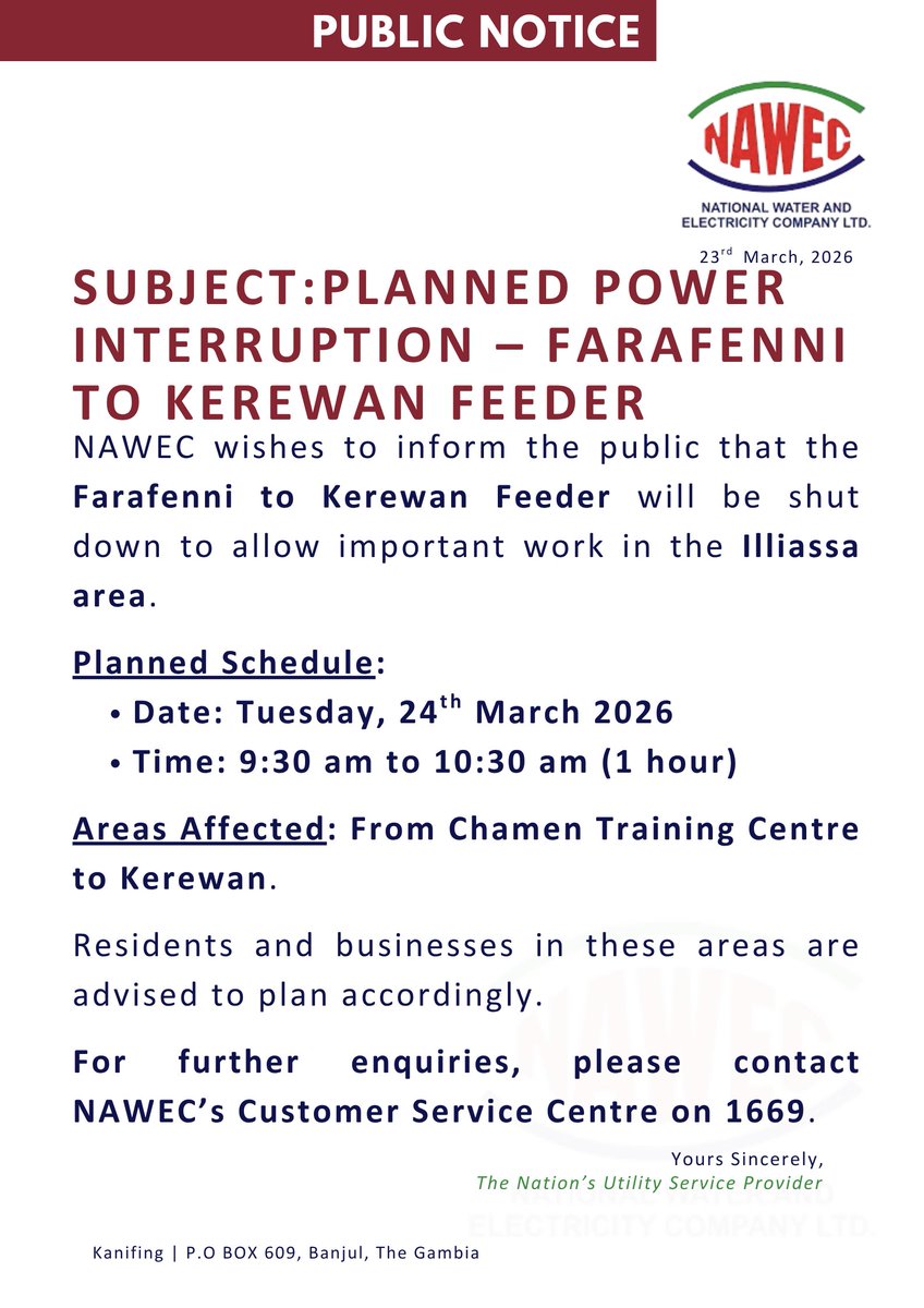 National Water and Electricity Company Limited tweet media