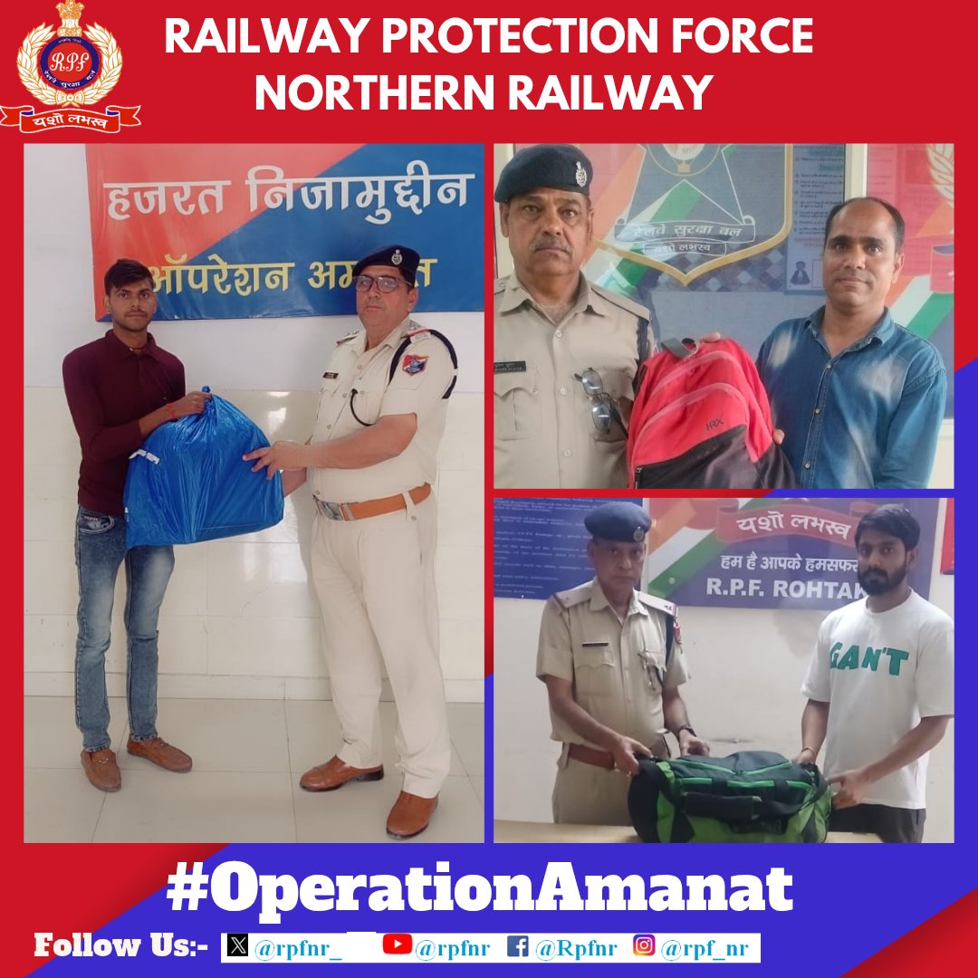 *We value your valuables*

Under #OperationAmanat 
#RPF NR located unclaimed bags and other valuable articles and returned to their rightful owners. <a href="/AshwiniVaishnaw/">Ashwini Vaishnaw</a> <a href="/RailMinIndia/">Ministry of Railways</a> <a href="/RailwayNorthern/">Northern Railway</a> <a href="/RPF_INDIA/">RPF INDIA</a>
