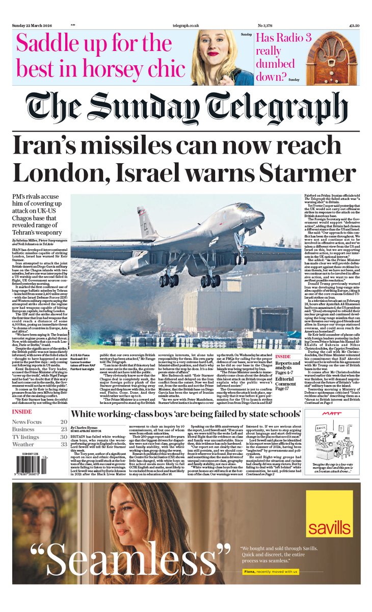 Yesterday, one of my pictures of a United States Air Force Rockwell B-1 Lancer bomber taking off at RAF Fairford near Fairford, Gloucestershire, was published on the front page of the Sunday Telegraph.
