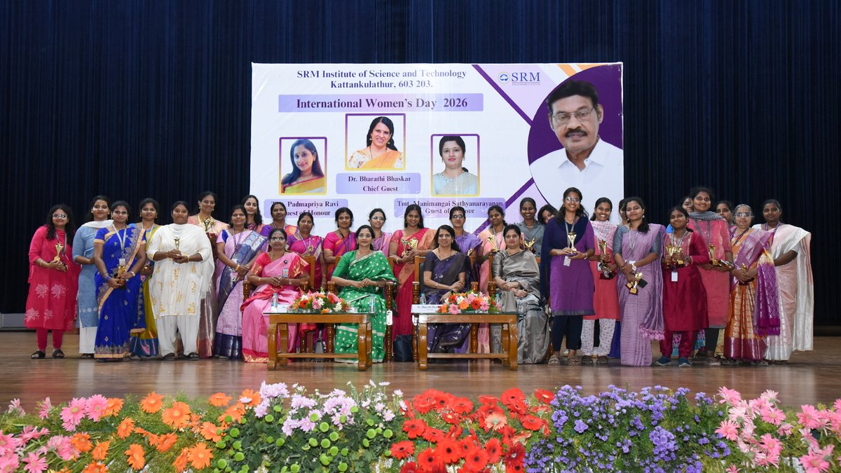 SRM_Univ's tweet image. SRMIST marked #InternationalWomensDay2026 by honouring the achievements of its staff, students, and women entrepreneurs from Unnat Bharat Abhiyan villages.

#SRMIST #WomensDay2026 #WeTheSRM #IWD2026