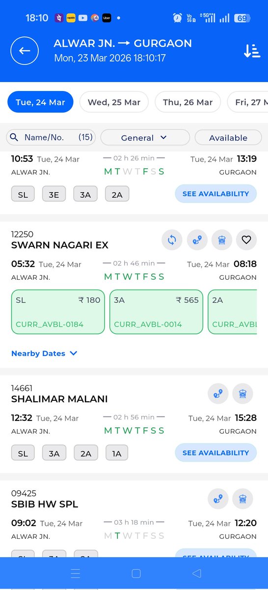 <a href="/RailMinIndia/">Ministry of Railways</a> <a href="/narendramodi/">Narendra Modi</a> <a href="/NWRailways/">North Western Railway</a> के अधिकारियों को किसी नशामुक्ति केन्द्र में भेजा या इन को अच्छी क्वालिटी के चश्में दिलवाओ।

इन को खाली सीटों के साथ चलती स्वर्ण नगरी एक्सप्रेस ट्रेन दिख नहीं रहीं हैं।

अगर सीटें खाली हैं तो इस ट्रेन का स्टॉपेज राजगढ़ और बांदीकुई स्टेशनों पर करने में क्या दिक्कत है?