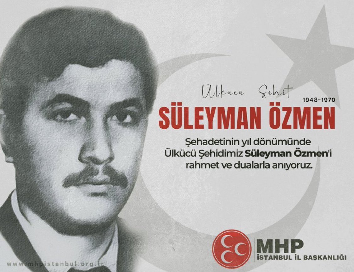Şehadetinin yıl dönümünde Ülkücü Şehidimiz Süleyman ÖZMEN'i rahmet ve dualarla anıyoruz.