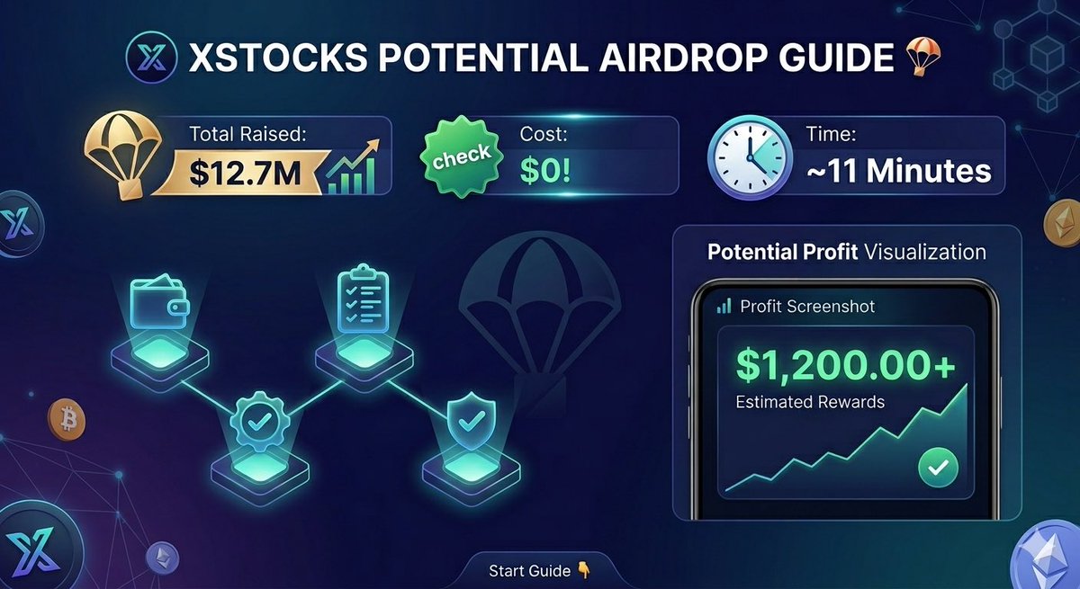 xStocks  Potential Airdrop 🪂 

Raised: $12.7M

Cost: $0!

Time: ~11 minutes

 Potential rewards: $1200+

Full step-by-step guide below👇🧵