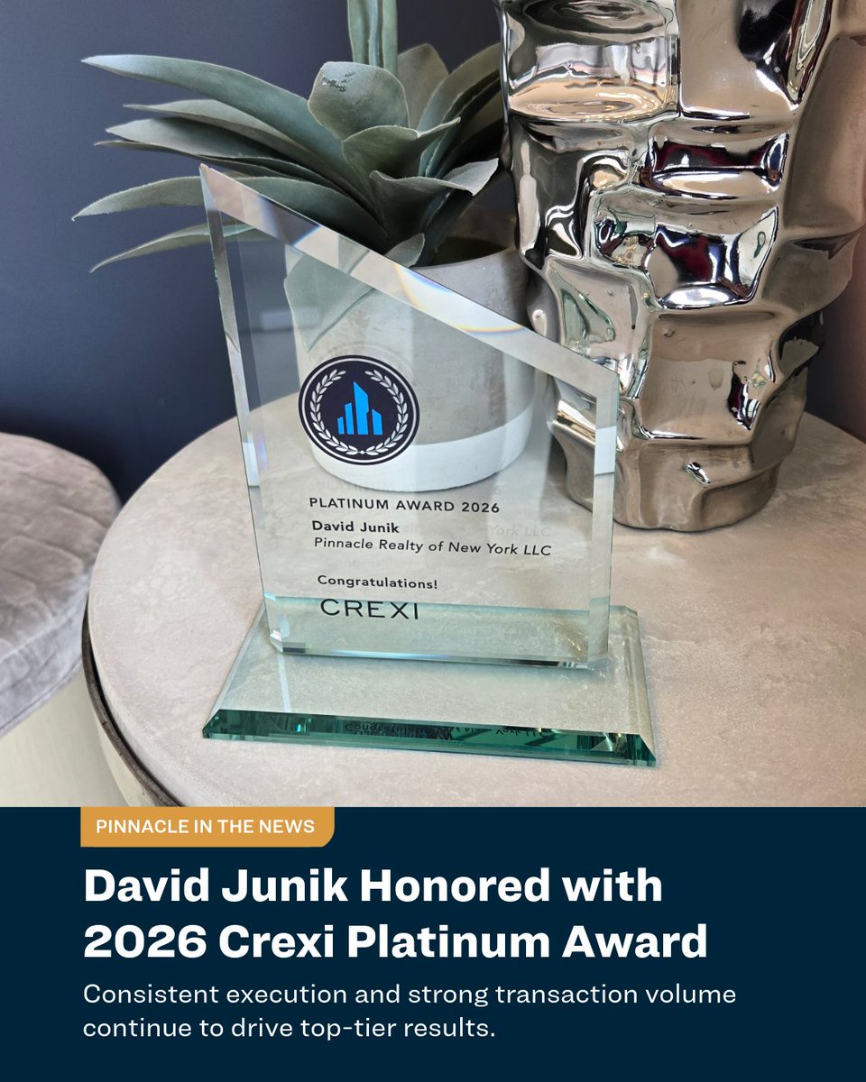 Congrats to David Junik of Pinnacle Realty of New York on winning the 2026 Crexi Platinum Award 🏆 Recognizing top CRE pros nationwide, David stands out for market insight, smart deal-making, and consistent results. A well-earned honor! 👏 #Crexi #PlatinumAward2026 #CrexiWinner