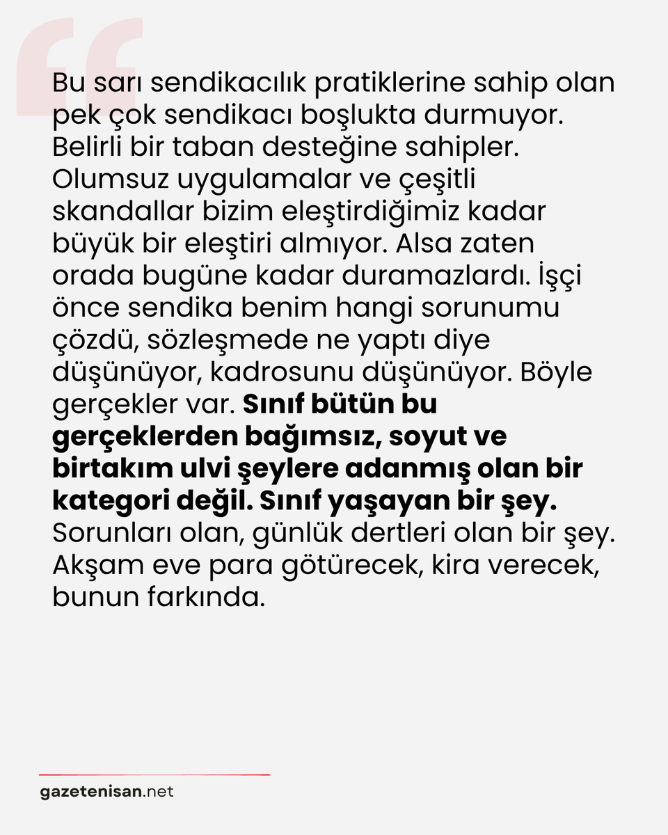 <a href="/Emegin_Halleri/">aziz çelik</a> "Sınıf bütün bu gerçeklerden bağımsız, soyut ve birtakım ulvi şeylere adanmış olan bir kategori değil. Sınıf yaşayan bir şey. Sorunları olan, günlük dertleri olan bir şey."