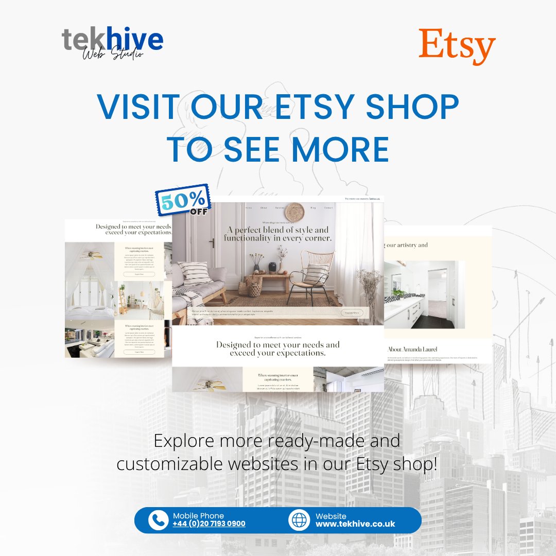 Upgrade your online presence with stunning website templates 💻✨
Get 50% OFF on our ready-made and customizable designs!

🛒 Shop now on our Etsy
🔗 etsy.com/uk/shop/Tekhiv…

#WebDesign #EtsyShop #WebsiteTemplates #SmallBusiness #DigitalProducts #WixTemplates