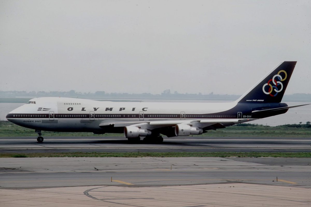 n194at's tweet photo. Olympic Airways 
Boeing 747-284B SX-OAA
JFK/KJFK New York Kennedy Intl Airport 
August 14, 1980
Photo credit Paul Seymour
#AvGeek #Aviation #Airline #AvGeeks 
#Boeing #B747 #QueenOfTheSkies #JFK #NewYork @JFKairport #Olympic 🇬🇷 https://t.co/i17hi9tF9X
