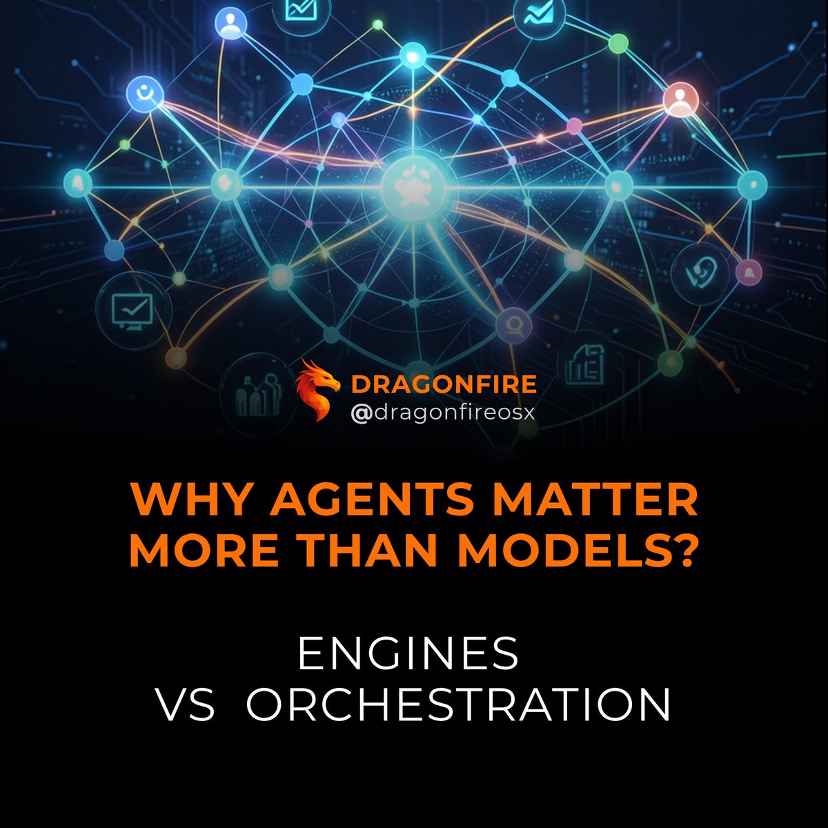 DragonFireOSX's tweet photo. AI discussions often focus on models — which one is bigger, faster, or more capable.

But models are engines. They generate output.
The real intelligence lives in how tasks are structured, routed, and coordinated.

That’s where agents come in. https://t.co/rhHvPwitKM