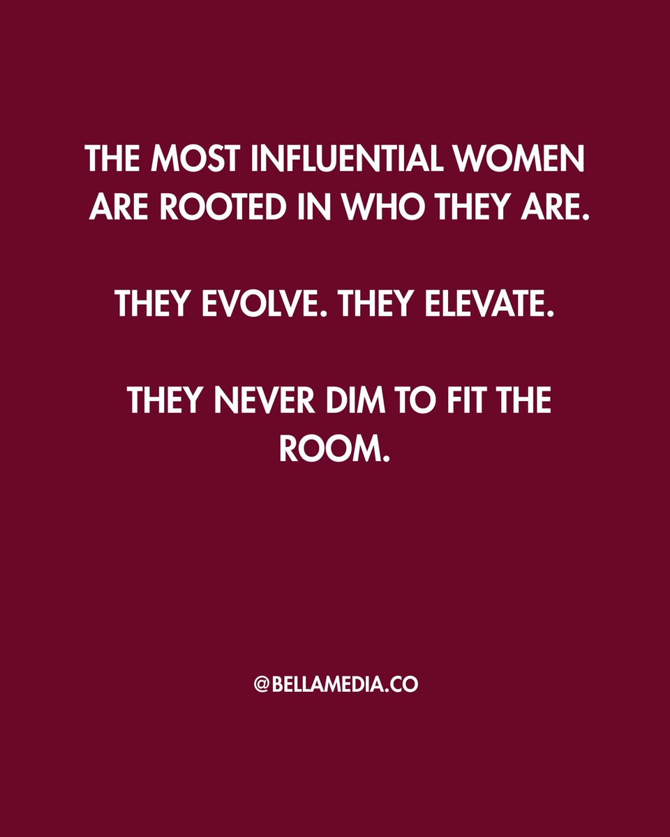 bellamediaco's tweet image. ✨ Monday Motivation ✨

The most influential women are rooted in who they are.

They evolve. They elevate.
They never dim to fit the room.

#BELLAMagazine #BELLAMediaCo #WomenOfInfluence #WomensHistoryMonth